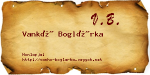 Vankó Boglárka névjegykártya